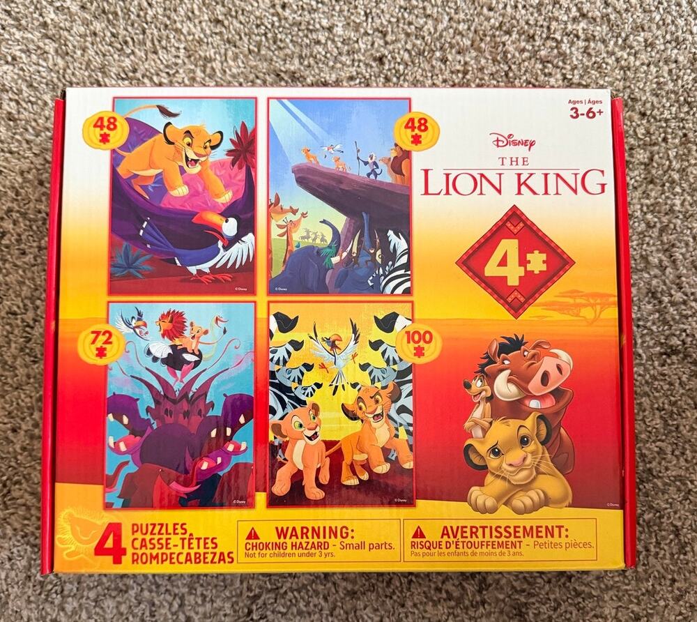 Ceaco Lion King Kids 4-in-1 Multipack Interlocking Jigsaw Puzzle Kit